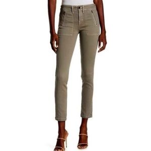 Ramy Brook Eva Mid Rise Zip Pockets Ankle Length Skinny Sage Green Jeans 26 NWT